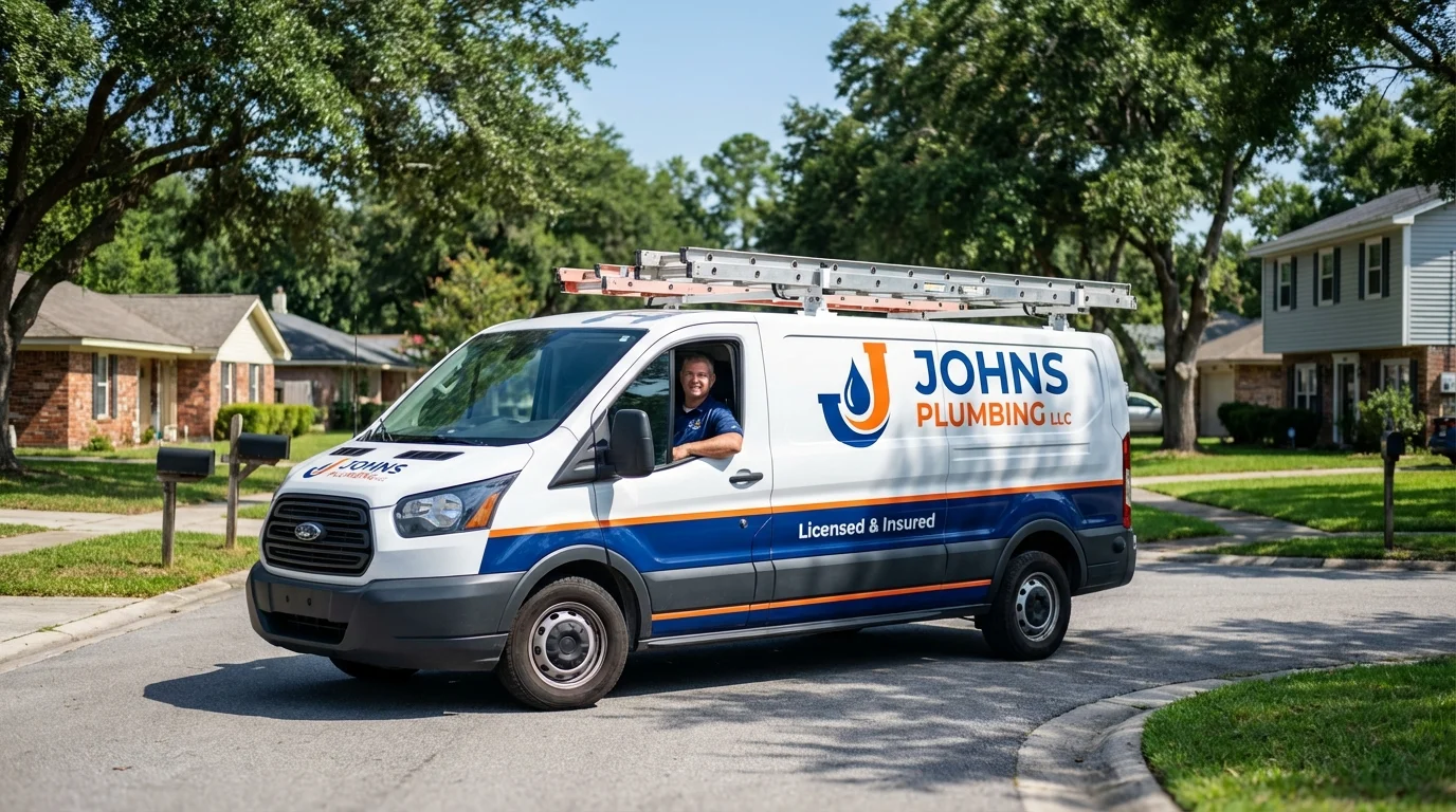 Johns Plumbing LLC service van in Garden City, MI