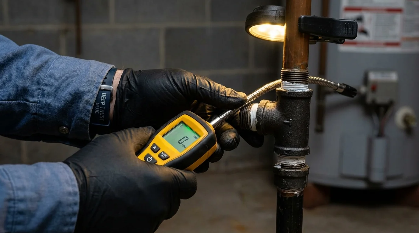 Gas leak detection with electronic sniffer by Johns Plumbing LLC in Garden City